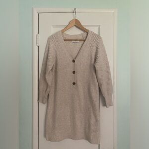 Long-Sleeve Rib-Knit Mini Sweater Dress for Women